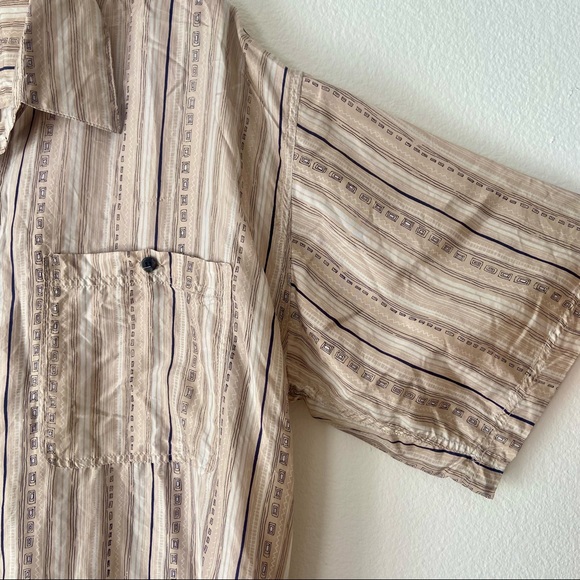 Vintage Silk Striped Button Up Shirt - Picture 5 of 6